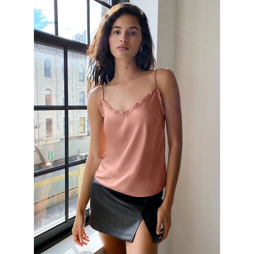 Aritzia Wilfred Ruffle Camisole Pink Beige
